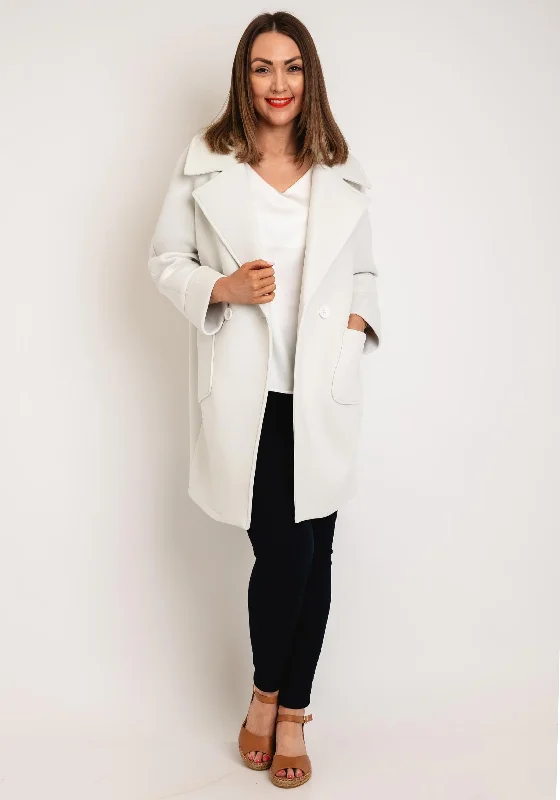 D.E.C.K By Decollage Lapel Collar Long Coat, Cream