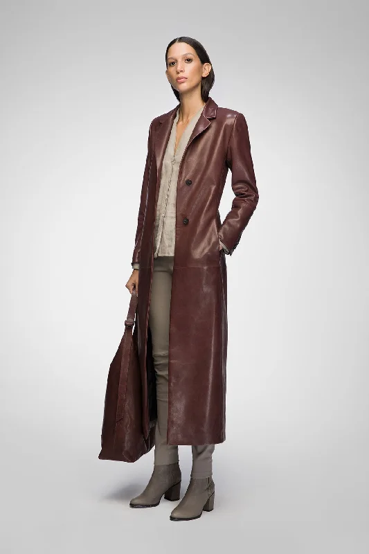 Laurence - Cherry Leather Coat