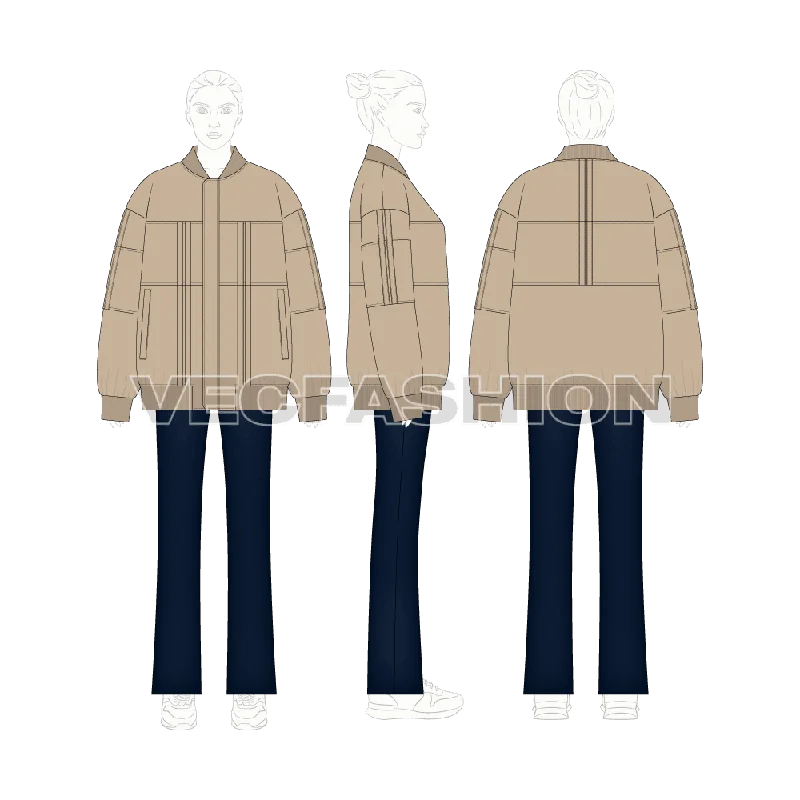 Womens Oversized Jacket Flat Sketch