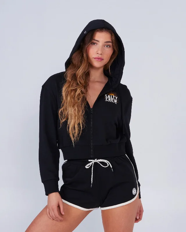 Cruisin Crop Zip Hoody - Black